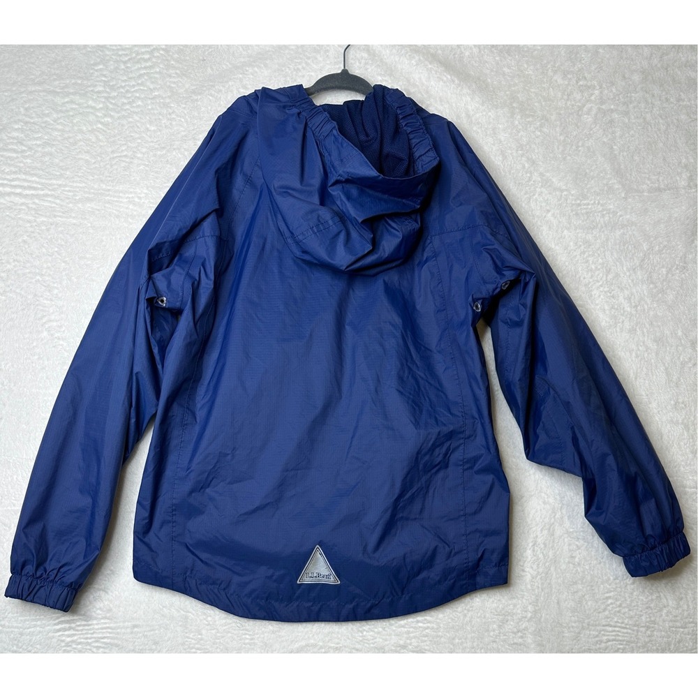 L.L.Bean Windbreaker Jacket Kids Size 8 Blue Ripstop Hooded Full Zip 233155